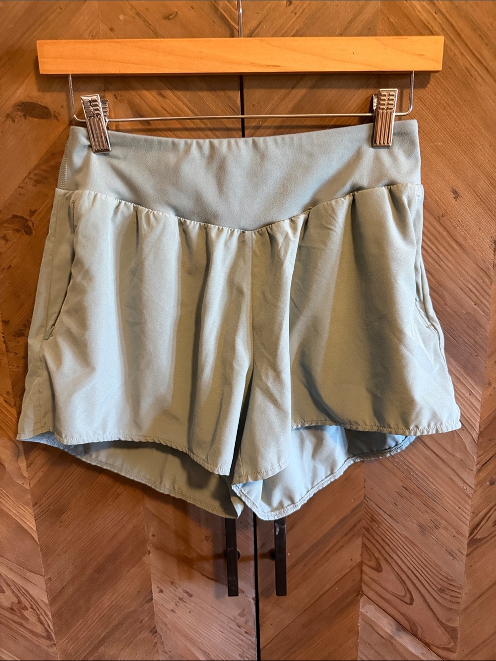 Zella Light Sage Women’s Athletic Shorts - Comfortable High-Waist Design